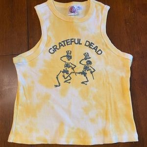 Yellow Tie Dye Crop Top, Grateful Dead, Medium, Never worn, no tags